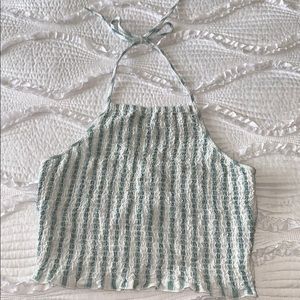 American Eagle green & white halter top